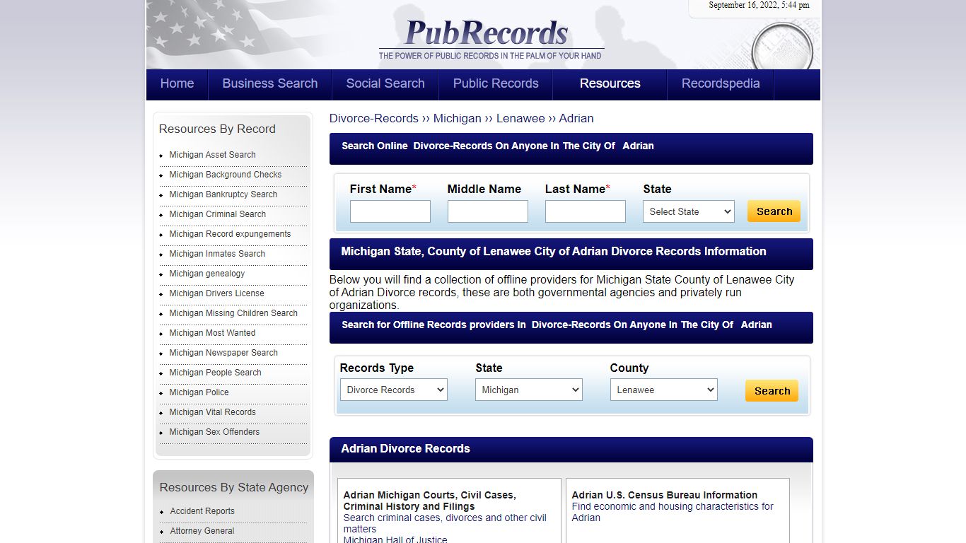 Adrian, Lenawee County, Michigan Divorce Records - Pubrecords.com